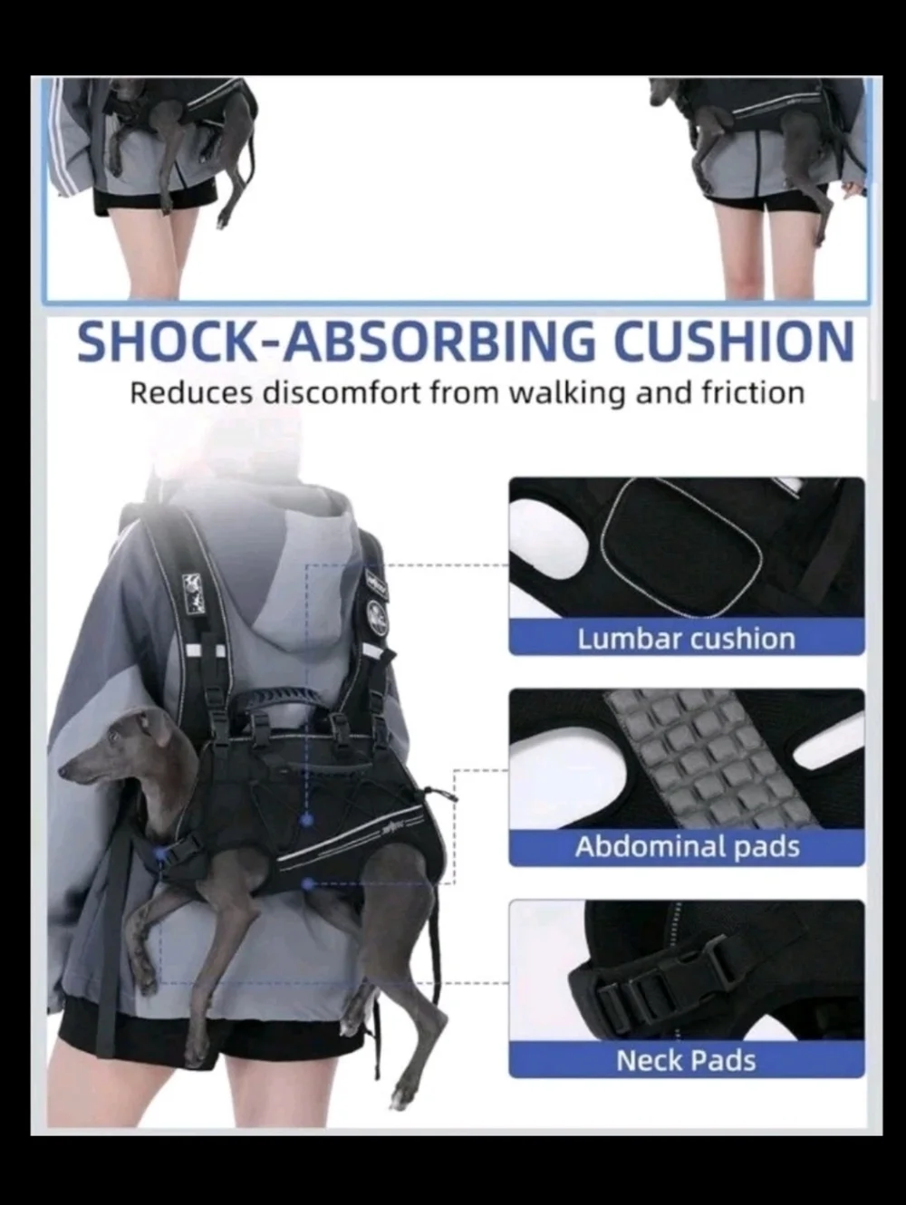 Wakytu Pet Carrier Backpack Sling Dog Mobility Assist Nail Cutting
